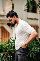 Georgian White Knitted Cotton T-Shirt