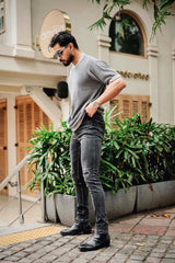 Pumpkin Grey Knitted Cotton T-Shirt