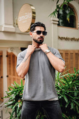 Pumpkin Grey Knitted Cotton T-Shirt