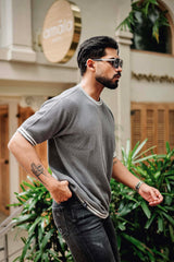 Pumpkin Grey Knitted Cotton T-Shirt