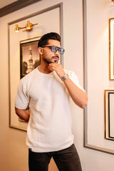 Candy White Knitted Cotton T-Shirt