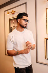 Candy White Knitted Cotton T-Shirt