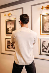 Drift Ivory Cream Melange Knitted Cotton T-Shirt