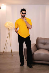 Turmeric Yellow Knitted Cotton T-Shirt