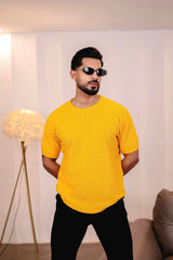 Turmeric Yellow Knitted Cotton T-Shirt