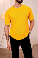 Turmeric Yellow Knitted Cotton T-Shirt