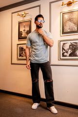 Liarko Vespa Green With White Knitted Cotton T-Shirt