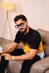 Flex Yellow Multicolour Knitted Cotton T-Shirt