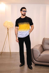 Flex Yellow Multicolour Knitted Cotton T-Shirt