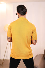 Butterscotch Yellow Knitted Cotton Polo T-Shirt
