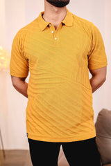 Butterscotch Yellow Knitted Cotton Polo T-Shirt
