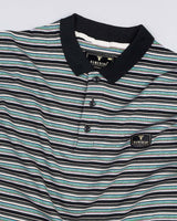 Black With Green Multicolor Striped Supersoft Smart Polo T-Shirt