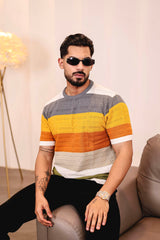 Mirage Grey Multicolour Knitted Cotton T-Shirt