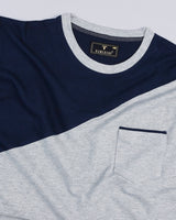 NavyBlue With Gray Pique Pima Designer T-Shirt