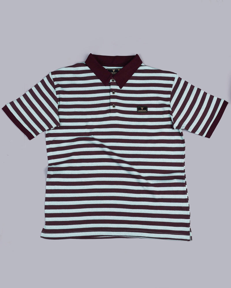 Purple Wine With Green Striped Supersoft Smart Polo T-Shirt