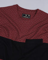 Maroon With Black Printed Pique Pima Designer T-Shirt