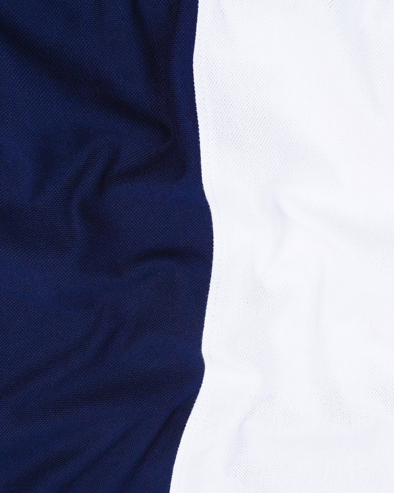 NavyBlue With White Pique Pima Designer T-Shirt