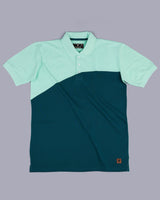 Seafoam Green With Peacock Blue Pique Pima Designer T-Shirt