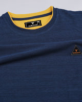 NavyBlue With Mustard Pique Pima Designer T-Shirt