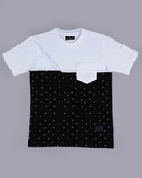 Black With White Lightning Bolt Printed Pique Pima Designer T-Shirt