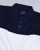Ultra NavyBlue With White Pique Pima Designer T-Shirt