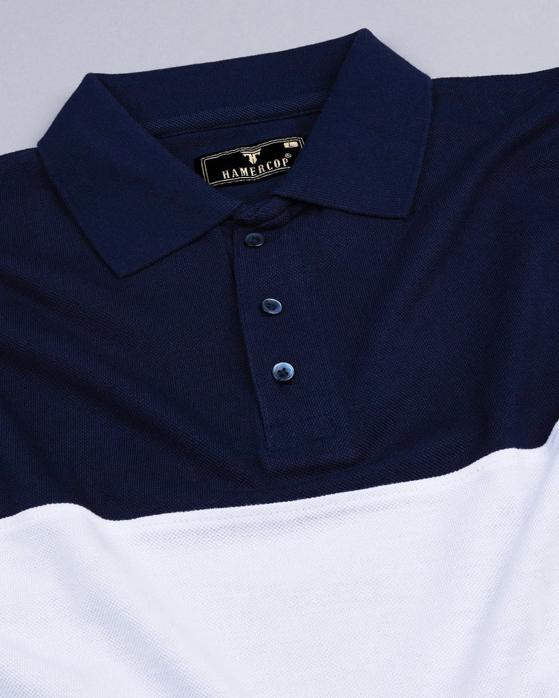 Ultra NavyBlue With White Pique Pima Designer T-Shirt