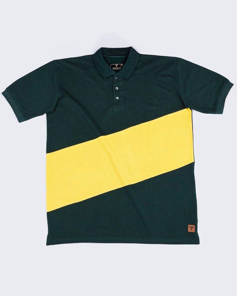 Forest Green With Yellow Pique Pima Designer T-Shirt