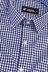 Dark blue with white classic twill check shirt