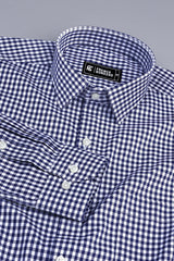Dark blue with white classic twill check shirt