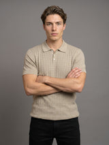 Potenza Clay Cream Knitted Cotton Polo T-Shirt
