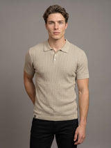 Potenza Clay Cream Knitted Cotton Polo T-Shirt