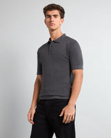 Potenza Stone Gray Knitted Cotton Polo T-Shirt