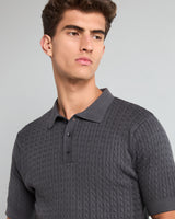 Potenza Stone Gray Knitted Cotton Polo T-Shirt