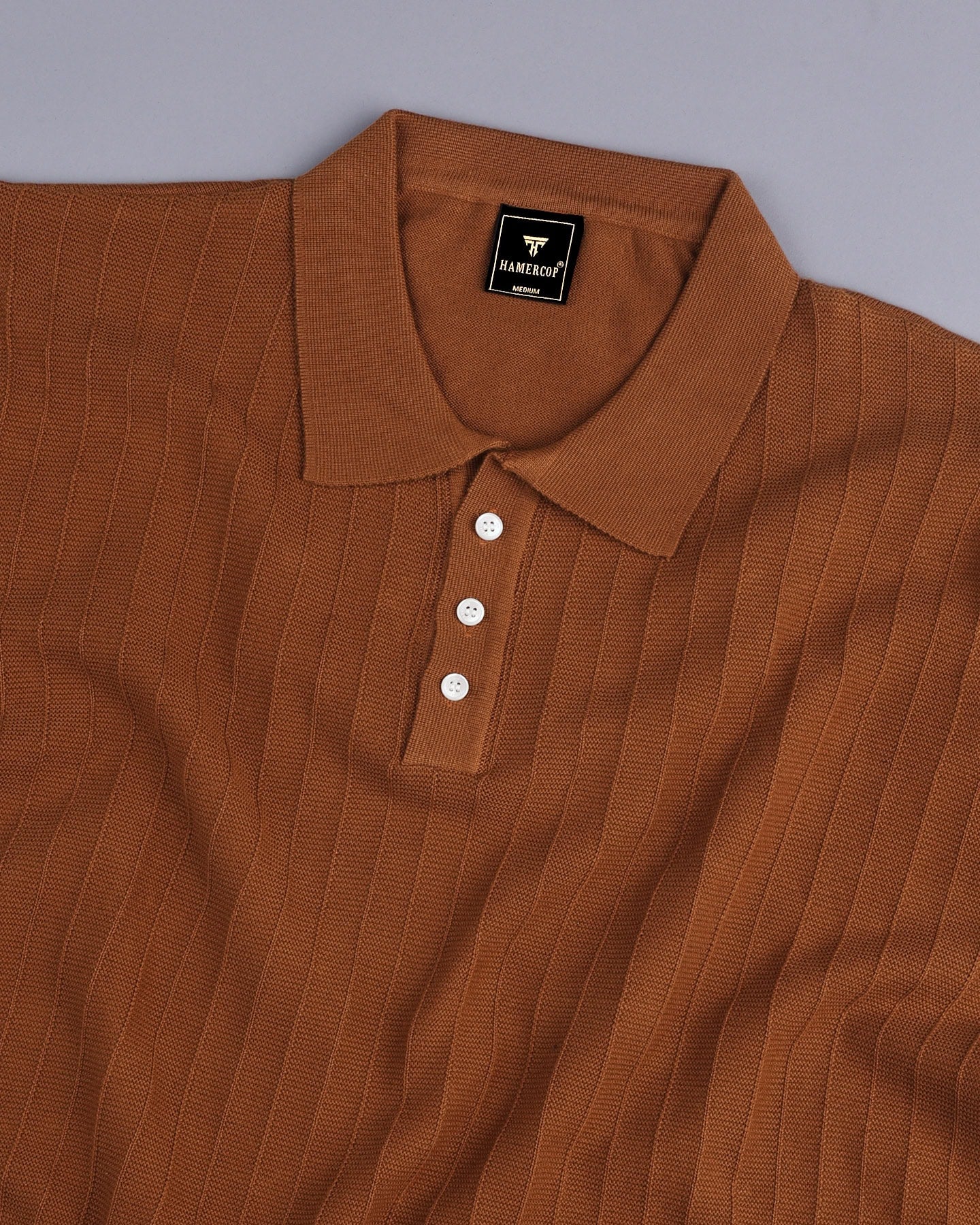 Trento Bronze Brown Knitted Cotton Polo T-Shirt – Hamercop