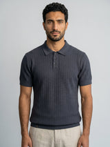 Trento Charcoal Gray Knitted Cotton Polo T-Shirt