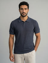 Trento Charcoal Gray Knitted Cotton Polo T-Shirt