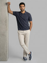 Trento Charcoal Gray Knitted Cotton Polo T-Shirt