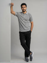 Resco Gray Knitted Cotton Polo T-Shirt