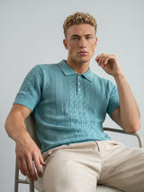 Wonder Teal Green Knitted Cotton Polo T-Shirt