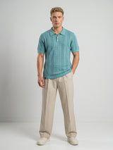 Wonder Teal Green Knitted Cotton Polo T-Shirt
