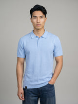 Merine SkyBlue Knitted Cotton Polo T-Shirt
