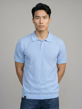 Merine SkyBlue Knitted Cotton Polo T-Shirt