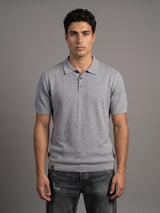 Merine Steel Gray Knitted Cotton Polo T-Shirt