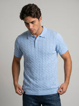 Basco SkyBlue Knitted Cotton Polo T-Shirt