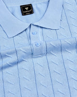 Basco SkyBlue Knitted Cotton Polo T-Shirt