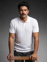 Basco White Knitted Cotton Polo T-Shirt
