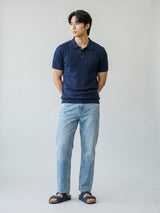 Basco NavyBlue Knitted Cotton Polo T-Shirt