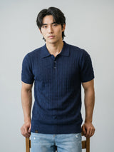 Basco NavyBlue Knitted Cotton Polo T-Shirt