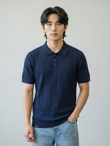 Basco NavyBlue Knitted Cotton Polo T-Shirt