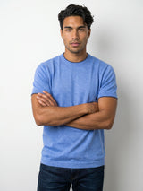 Thunder SkyBlue Melange Knitted Cotton T-Shirt